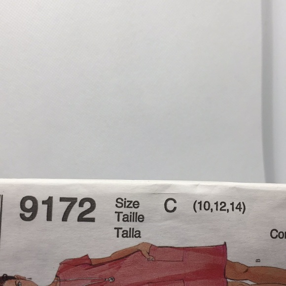 9172 McCalls Vintage 1 Hour Dress Sewing Pattern Sizes 10-12-14 Uncut 1998 - Picture 2 of 4